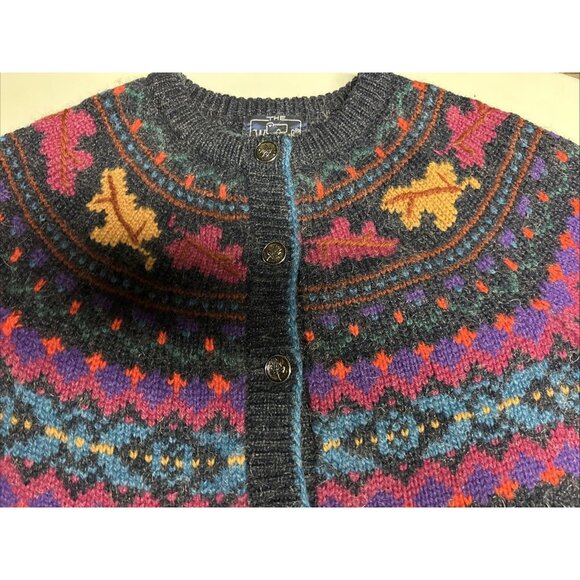 Woolrich Women’s Wool Mohair Cardigan Sweater Blue Purple Fair Isle Nordic M - Picture 8 of 8